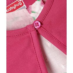 Babyhug Cotton Woven Puffed Sleeves Jacket & Frock with Floral Print - Pink