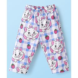 Babyhug Disney  Single Jersey Knit Full Sleeves Front Open Night Suit With Marie Graphics - White & Pink