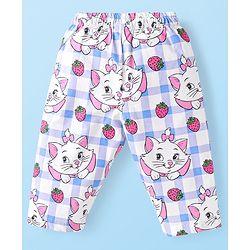 Babyhug Disney  Single Jersey Knit Full Sleeves Front Open Night Suit With Marie Graphics - White & Pink