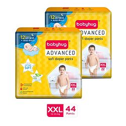 Babyhug Advanced Pant Style Diapers Extra Extra Large (XXL) Size Pack of 2 - 22 Pieces Each