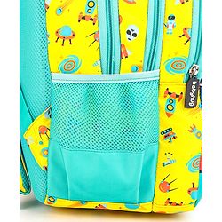 Babyhug Explore Space School Backpack|2 Main Compartments, 1 Front Pocket, 2 side Bottle Pockets|Water Resistant|Long lasting and Durable Zippers | Comfortable back cushioning | For School, Travel and Outdoors|Yellow- 16inches