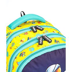 Babyhug Explore Space School Backpack|2 Main Compartments, 1 Front Pocket, 2 side Bottle Pockets|Water Resistant|Long lasting and Durable Zippers | Comfortable back cushioning | For School, Travel and Outdoors|Yellow- 16inches