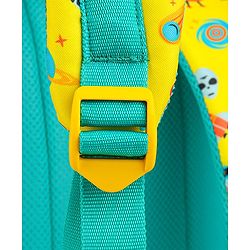 Babyhug Explore Space School Backpack|2 Main Compartments, 1 Front Pocket, 2 side Bottle Pockets|Water Resistant|Long lasting and Durable Zippers | Comfortable back cushioning | For School, Travel and Outdoors|Yellow- 16inches