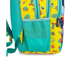 Babyhug Explore Space School Backpack|2 Main Compartments, 1 Front Pocket, 2 side Bottle Pockets|Water Resistant|Long lasting and Durable Zippers | Comfortable back cushioning | For School, Travel and Outdoors|Yellow- 16inches