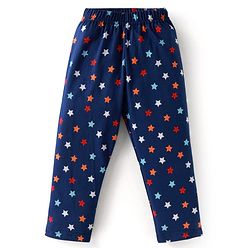 Babyhug Cotton Knit Full Sleeves Star Printed Night Suit - Navy Blue