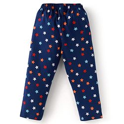 Babyhug Cotton Knit Full Sleeves Star Printed Night Suit - Navy Blue