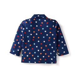 Babyhug Cotton Knit Full Sleeves Star Printed Night Suit - Navy Blue