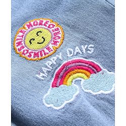 Babyhug Denim Full Length Jeans With Stretch & Text Embroidery - Blue