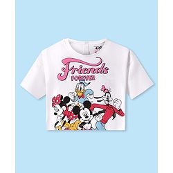 Babyhug Disney Single Jersey Knit Half Drop Shoulder Sleeves Oversized T-Shirt With Minnie Mouse Graphics - White