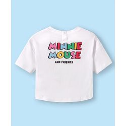 Babyhug Disney Single Jersey Knit Half Drop Shoulder Sleeves Oversized T-Shirt With Minnie Mouse Graphics - White