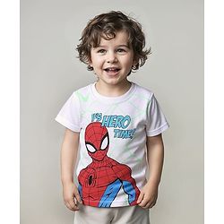 Babyhug Marvel Single Jersey Knit Half Sleeves T-Shirt With Spider-Man Graphics - White