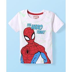 Babyhug Marvel Single Jersey Knit Half Sleeves T-Shirt With Spider-Man Graphics - White