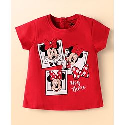 Babyhug Disney Single Jersey Knit Half Sleeves T-Shirts With Minnie Mouse Graphics Pack Of 3 - Red & White