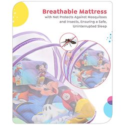 Babyhug Disney Gadda Set With Mosquito Net Smiley Mickey Face Print - Blue