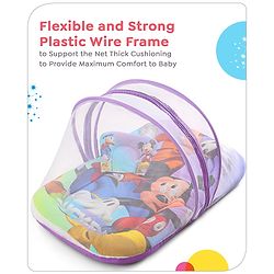 Babyhug Disney Gadda Set With Mosquito Net Smiley Mickey Face Print - Blue