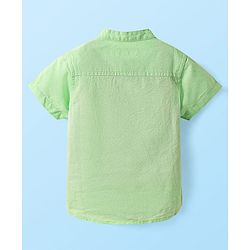 Babyhug Linen Woven Half Sleeves Solid Mandarin Collar Kurta Shirt - Light Green