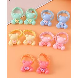 Babyhug Hair Rubber Bands with Teddy Applique Pack of 10 - Multicolor