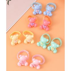 Babyhug Hair Rubber Bands with Teddy Applique Pack of 10 - Multicolor