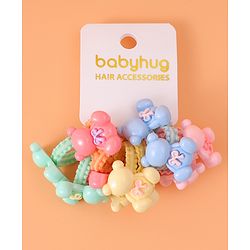 Babyhug Hair Rubber Bands with Teddy Applique Pack of 10 - Multicolor