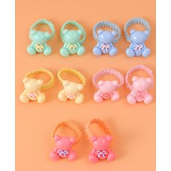 Babyhug Hair Rubber Bands with Teddy Applique Pack of 10 - Multicolor