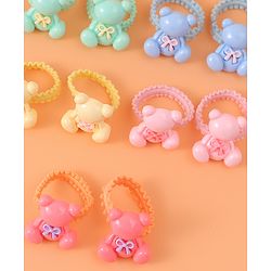 Babyhug Hair Rubber Bands with Teddy Applique Pack of 10 - Multicolor
