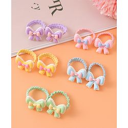 Babyhug Hair Rubber Bands With Bow Applique Pack of 10 - Multicolour