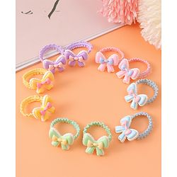 Babyhug Hair Rubber Bands With Bow Applique Pack of 10 - Multicolour