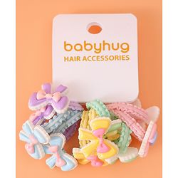 Babyhug Hair Rubber Bands With Bow Applique Pack of 10 - Multicolour
