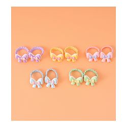 Babyhug Hair Rubber Bands With Bow Applique Pack of 10 - Multicolour