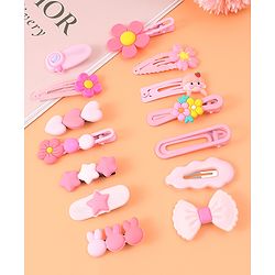 Babyhug Hair Pins And Clips Pack of 14 - Pink
