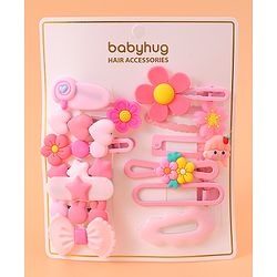 Babyhug Hair Pins And Clips Pack of 14 - Pink