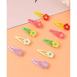 Babyhug Free Size Snap Clips with Floral Applique  Pack of 10 - Red & Green