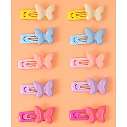 Babyhug  Free Size Snap Clips with Butterfly Applique Pack of 10 - Multicolor