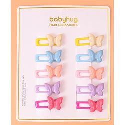 Babyhug  Free Size Snap Clips with Butterfly Applique Pack of 10 - Multicolor