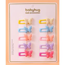 Babyhug  Free Size Snap Clips with Butterfly Applique Pack of 10 - Multicolor