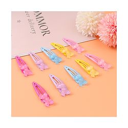 Babyhug Snap Clips with Bow Applique Pack of 10 - Multicolor