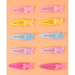 Babyhug Snap Clips with Bow Applique Pack of 10 - Multicolor