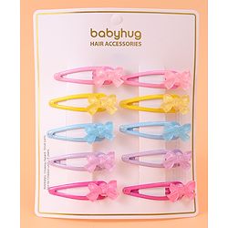 Babyhug Snap Clips with Bow Applique Pack of 10 - Multicolor