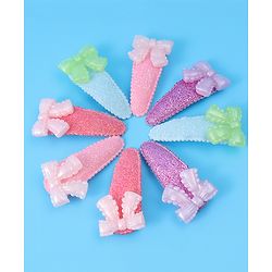 Babyhug Free Size Snap Clips With Bow Applique Pack of 8 - Multicolor