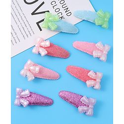 Babyhug Free Size Snap Clips With Bow Applique Pack of 8 - Multicolor