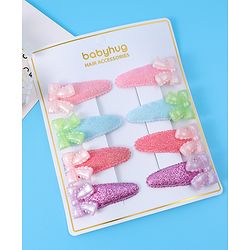 Babyhug Free Size Snap Clips With Bow Applique Pack of 8 - Multicolor
