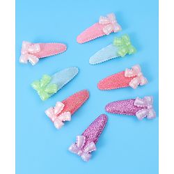 Babyhug Free Size Snap Clips With Bow Applique Pack of 8 - Multicolor