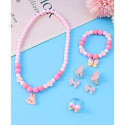 Babyhug Free Size Jewellery Set with Bunny & Bow Applique - Pink