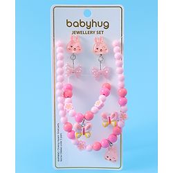 Babyhug Free Size Jewellery Set with Bunny & Bow Applique - Pink