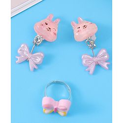 Babyhug Free Size Jewellery Set with Bunny & Bow Applique - Pink