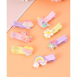 Babyhug Hair Pins & Clips Free Size Pack of 7 -  Pink Purple & Yellow