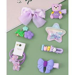 Babyhug Hair Accessories with Bow Applique Combo Sets - Purple