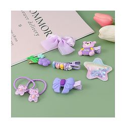 Babyhug Hair Accessories with Bow Applique Combo Sets - Purple