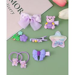 Babyhug Hair Accessories with Bow Applique Combo Sets - Purple