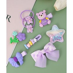 Babyhug Hair Accessories with Bow Applique Combo Sets - Purple